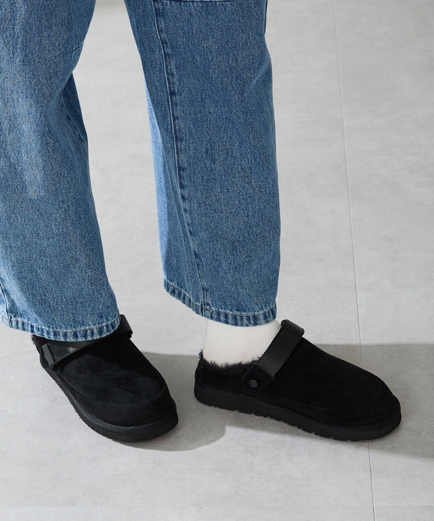 ORiental TRaffic「●2025秋冬新作●【 厚底 ・ 軽量 】 ムートン ベルト サンダル /55302 もこもこ 暖かい 防寒」|モカシン|