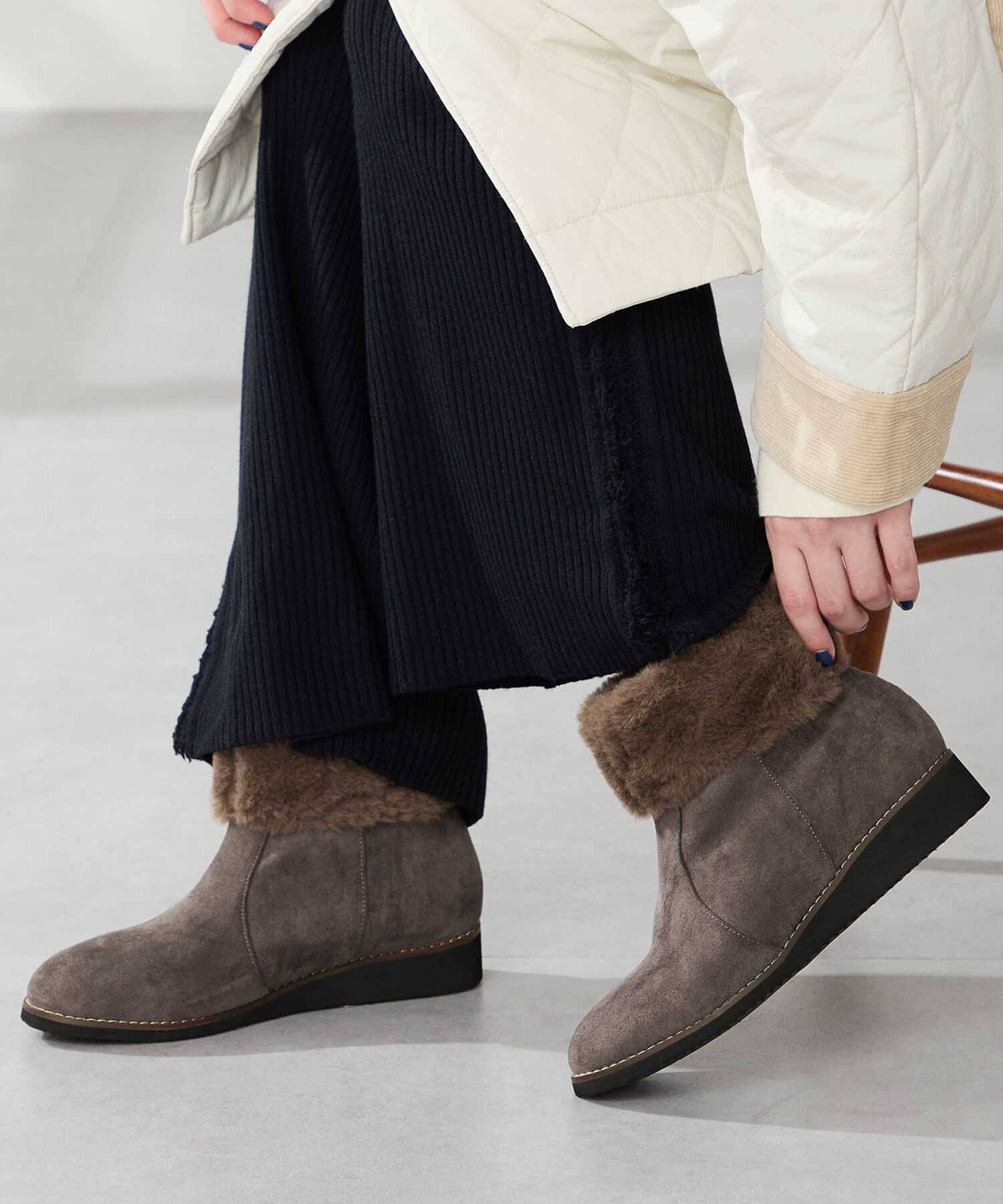 WA Oriental TRaffic「●2025秋冬新作●たっぷりファーウエッジソールブーツ/52411」|ショートブーツ|