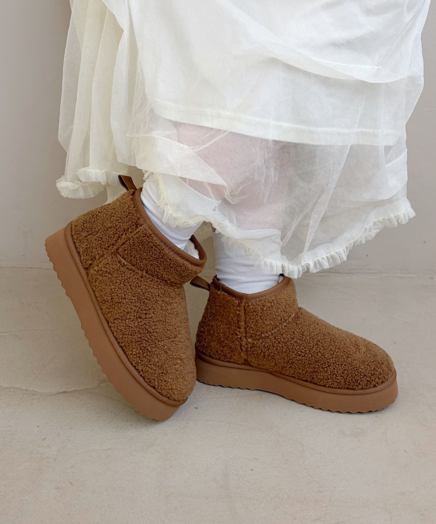 ORiental TRaffic「● 2025秋冬新作 ●【 厚底 】ムートン ショートブーツ /51409 防寒 」|ショートブーツ|