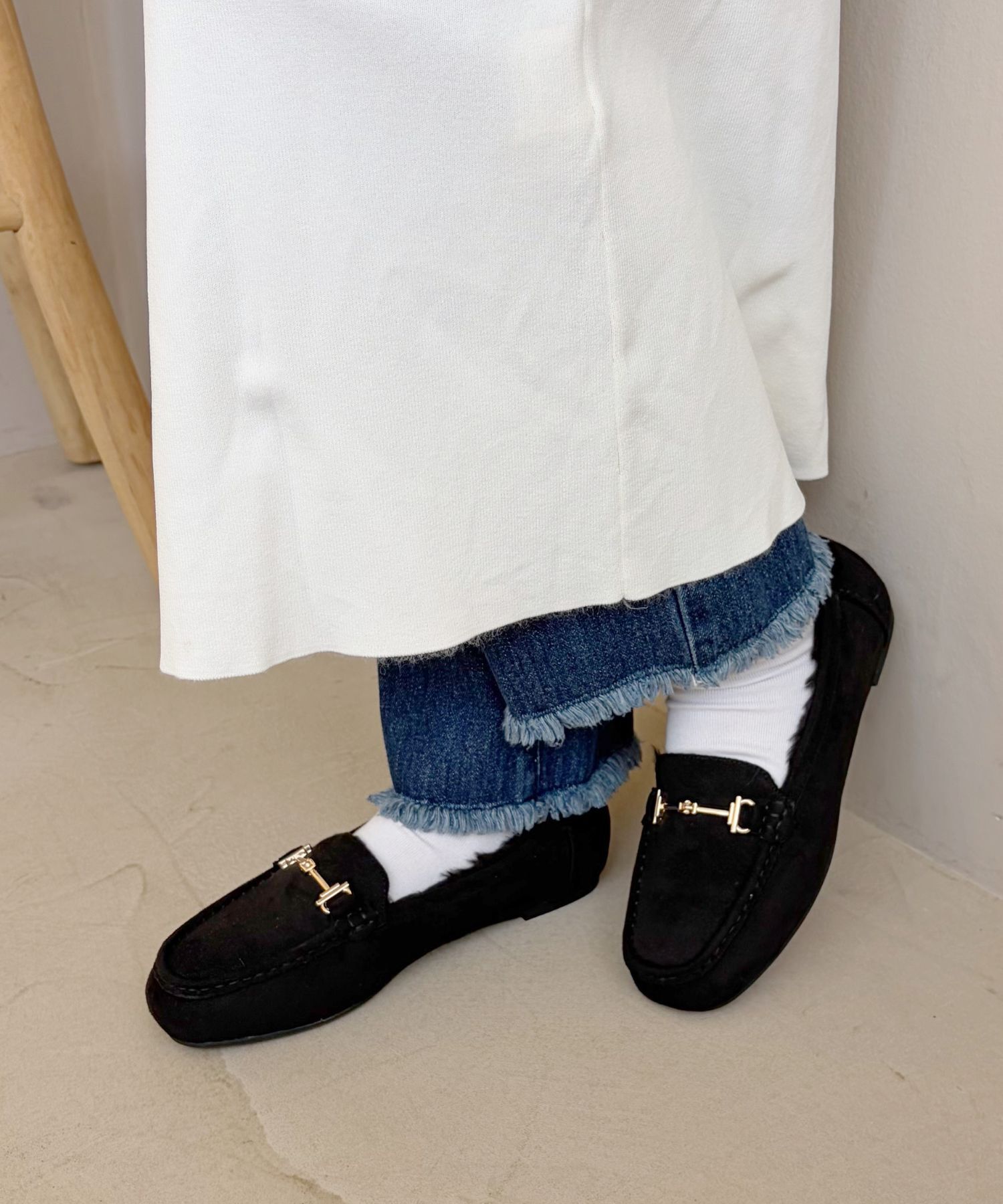 WA Oriental TRaffic「●2025秋冬新作● ビット モチーフ付き ファー モカシン /52318 ムートン 防寒」|モカシン|