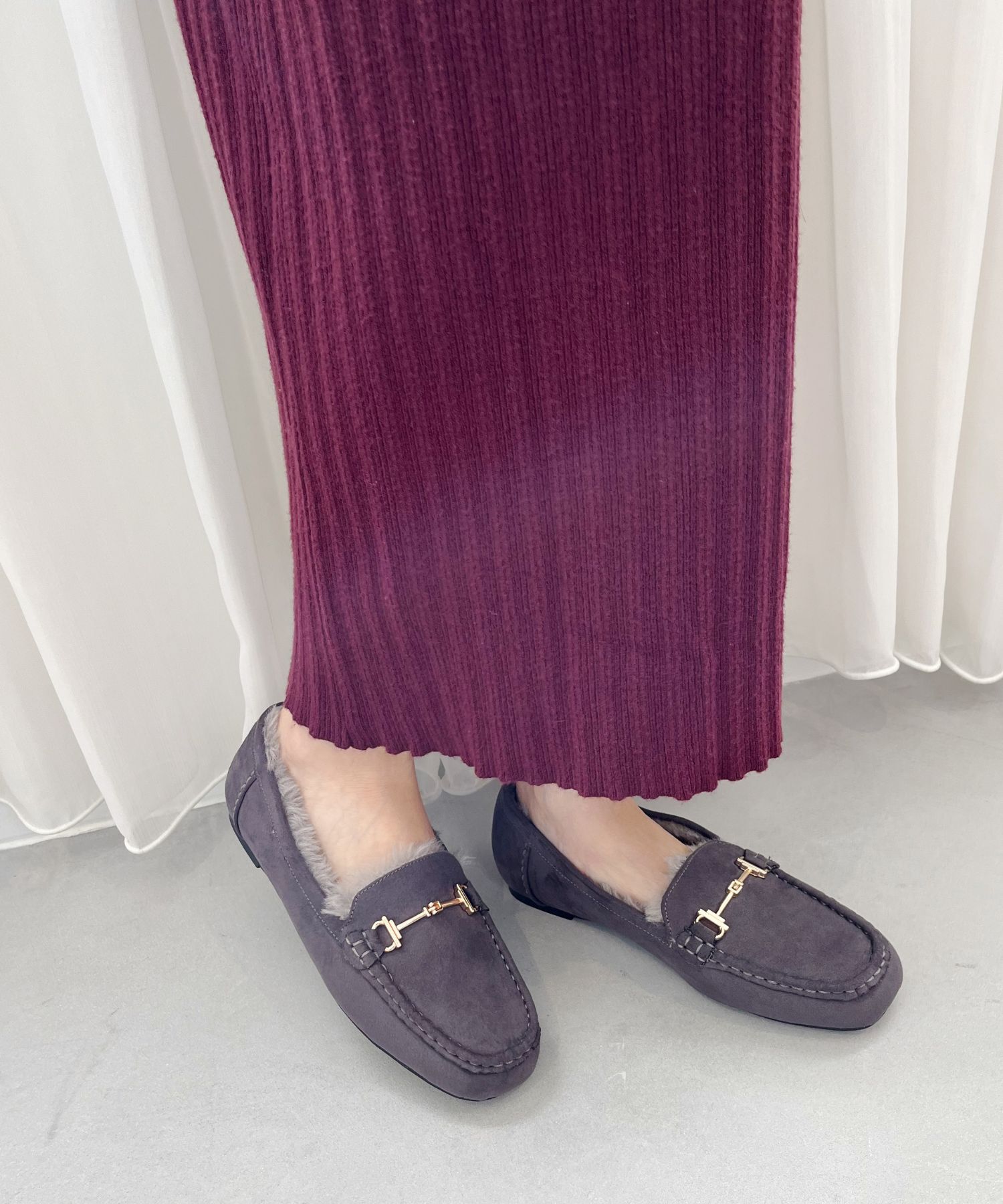 WA Oriental TRaffic「●2025秋冬新作● ビット モチーフ付き ファー モカシン /52318 ムートン 防寒」|モカシン|