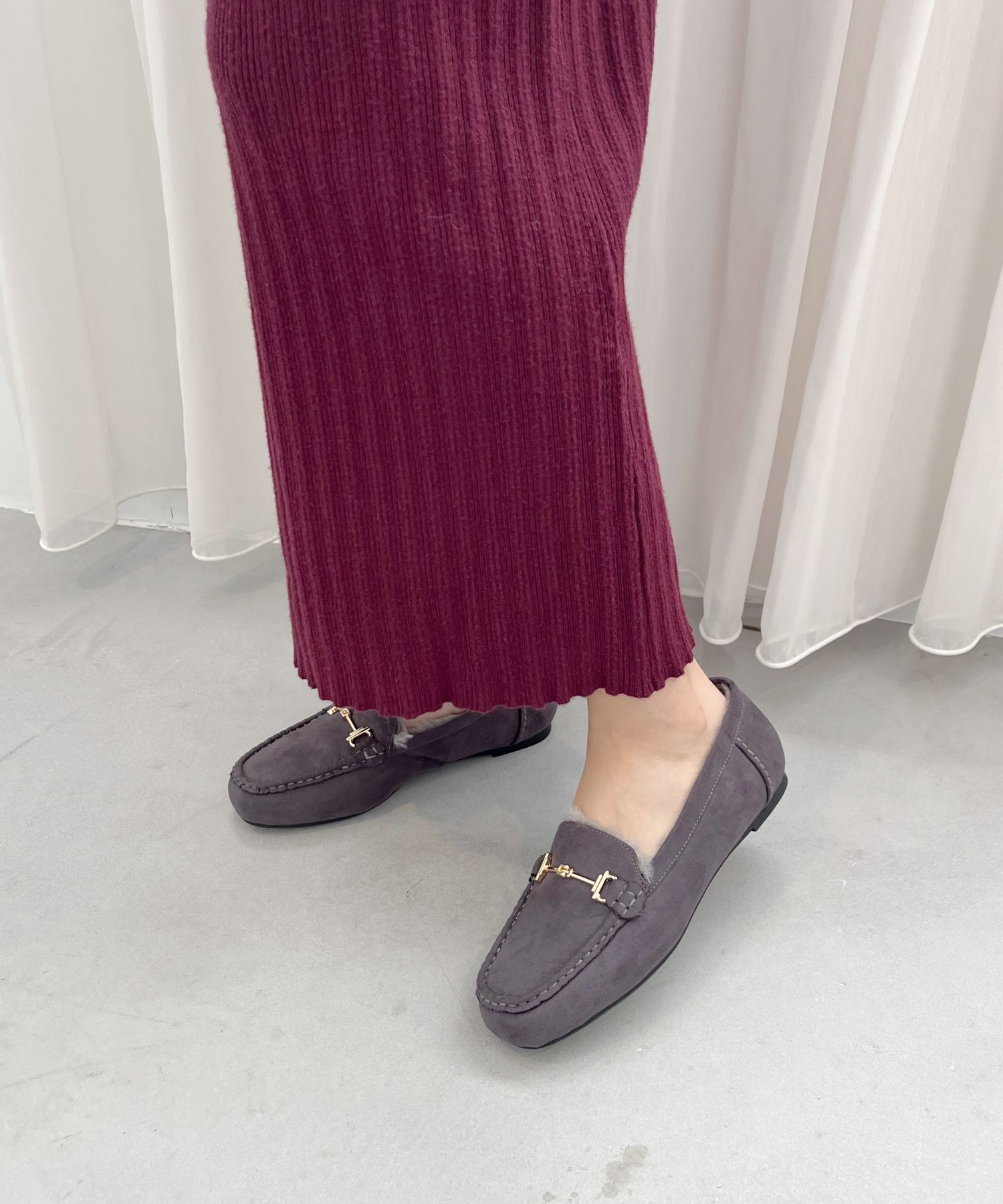 WA Oriental TRaffic「●2025秋冬新作● ビット モチーフ付き ファー モカシン /52318 ムートン 防寒」|モカシン|