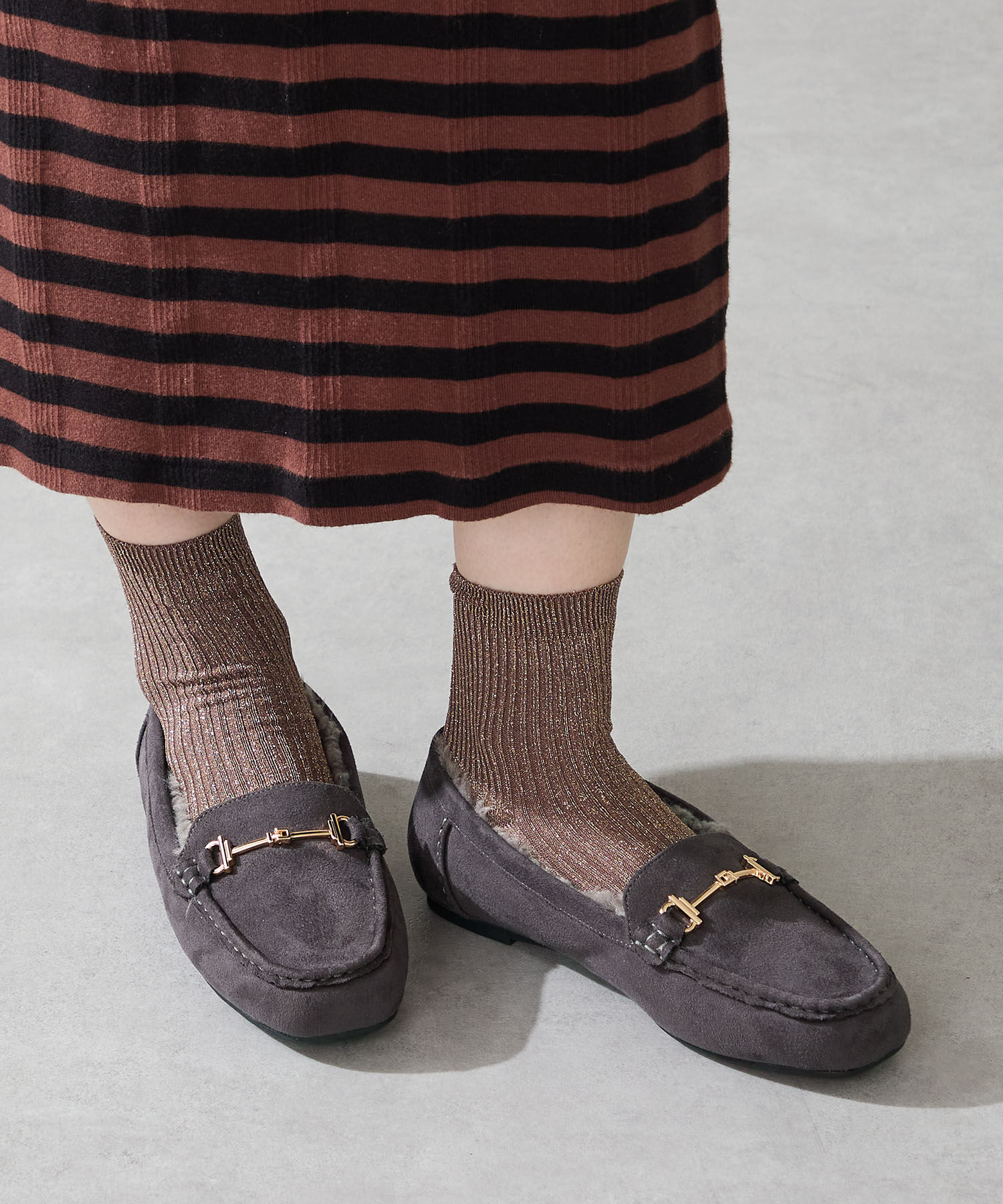 WA Oriental TRaffic「●2025秋冬新作● ビット モチーフ付き ファー モカシン /52318 ムートン 防寒」|モカシン|