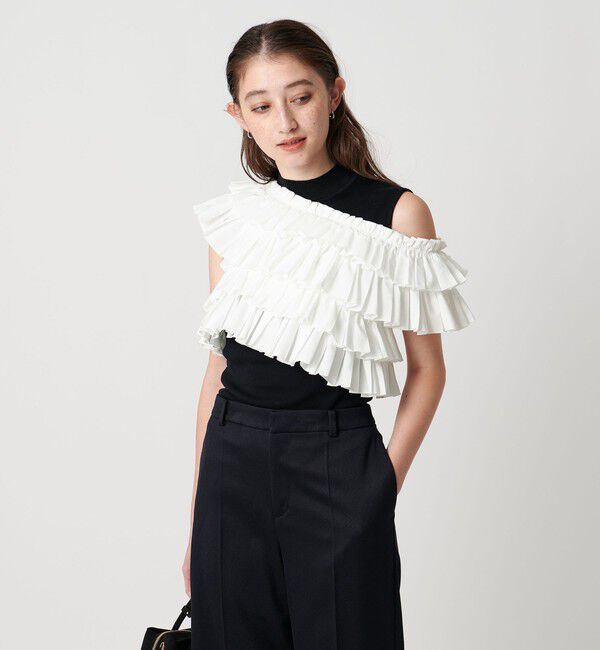 UNITED ARROWS「ギャザー マルチ ニット ‐ウォッシャブル‐」|ニット・セーター|OFF WHITE