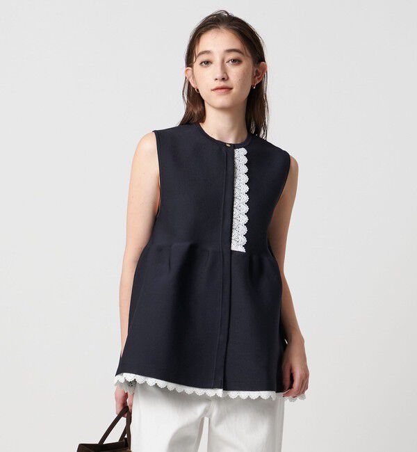 UNITED ARROWS「レース ペプラム ニットベスト ‐ウォッシャブル‐」|ベスト・ジレ|