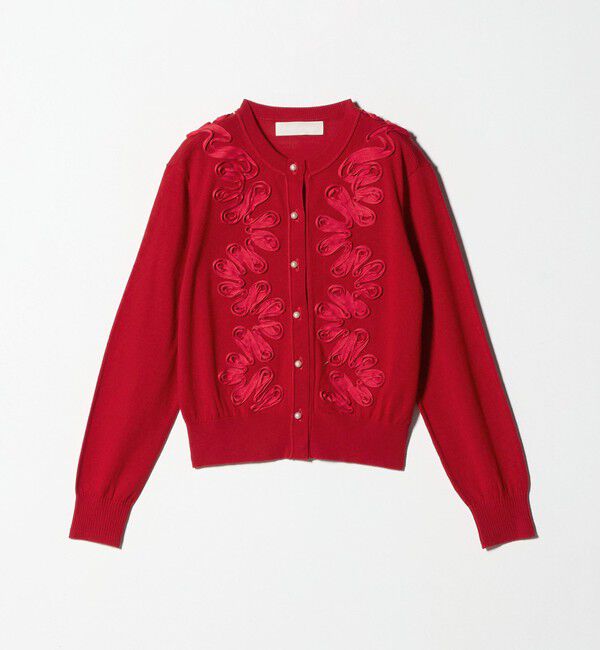 UNITED ARROWS「＜Marilyn Moon＞サテン コード カーディガン」|カーディガン|RED