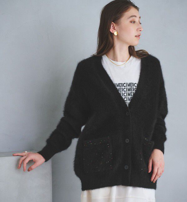 UNITED ARROWS「フォックスカシミヤ スパンコール ミドル カーディガン」|カーディガン|