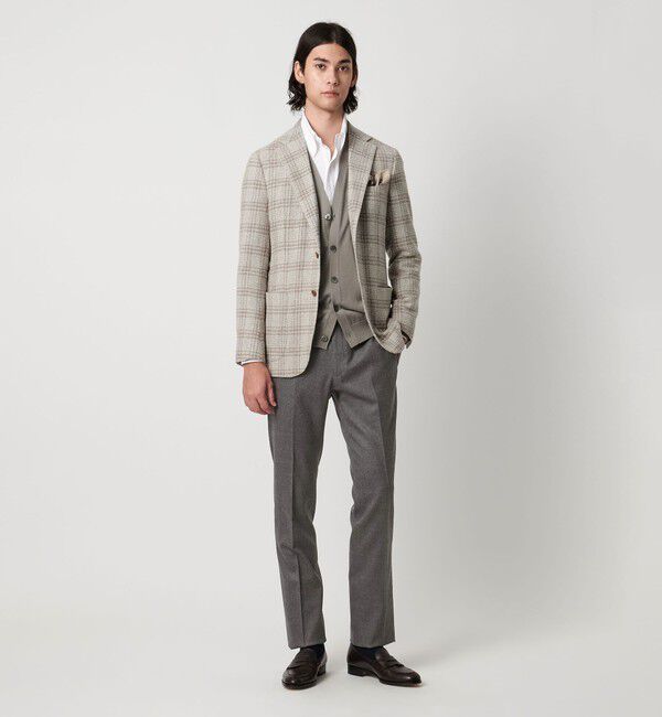 UNITED ARROWS「ライトサキソニー テーパード ノープリーツ スラックス ヨコストレッチ」|スラックス|