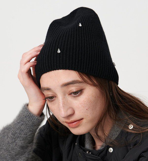 UNITED ARROWS「ドロップビジュー ニットキャップ」|ニット帽|BLACK