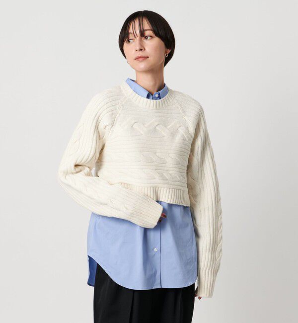 UNITED ARROWS「ケーブル ショート ニットプルオーバー」|ニット・セーター|