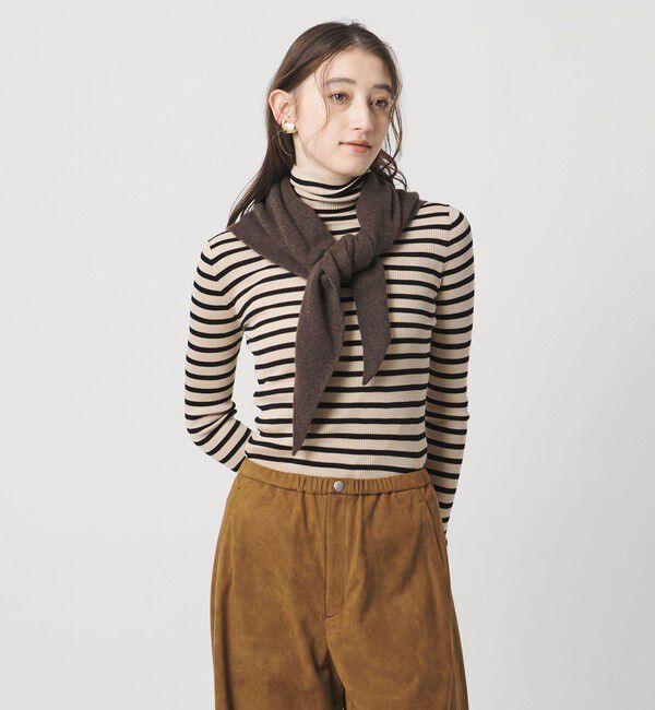 UNITED ARROWS「リブ ボーダー タートル ニット」|ニット・セーター|