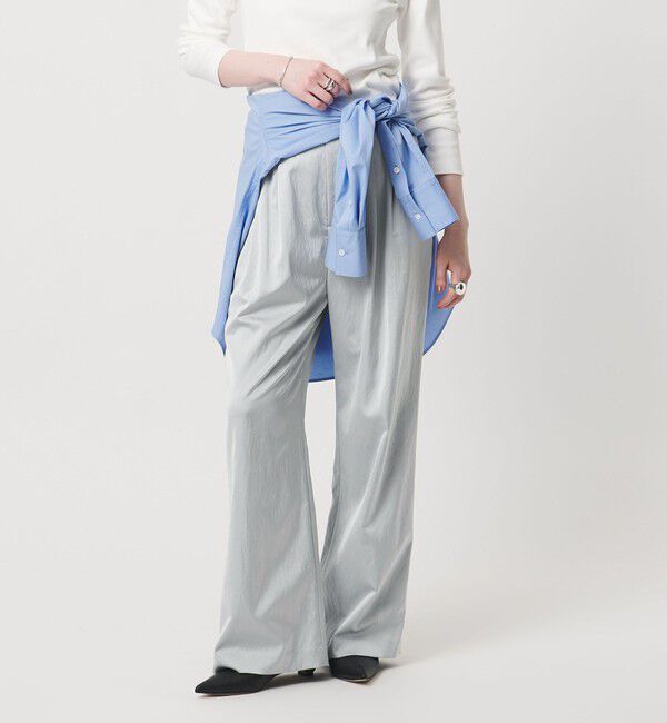 UNITED ARROWS「サテン 2タック ストレート パンツ」|チノ|SILVER