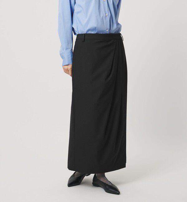 UNITED ARROWS「ドレープ アシンメトリー ロング スカート」|スカート|BLACK