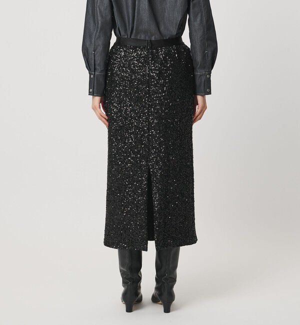 UNITED ARROWS「スパンコール Iライン スカート」|タイト|