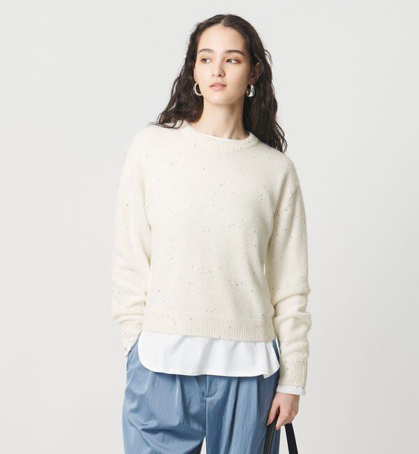 UNITED ARROWS「フラワー スパンコール クルーネック ニット」|ニット・セーター|