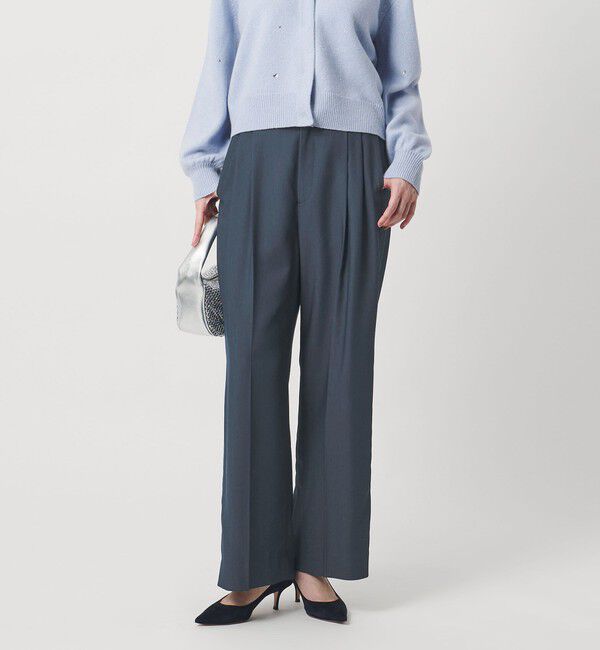 UNITED ARROWS「2タック デニムライク ワイド パンツ ‐ウォッシャブル‐」|チノ|NAVY