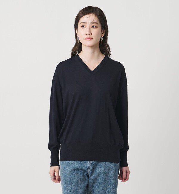 UNITED ARROWS「18G ウール Vネック ニット ‐ウォッシャブル‐」|ニット・セーター|