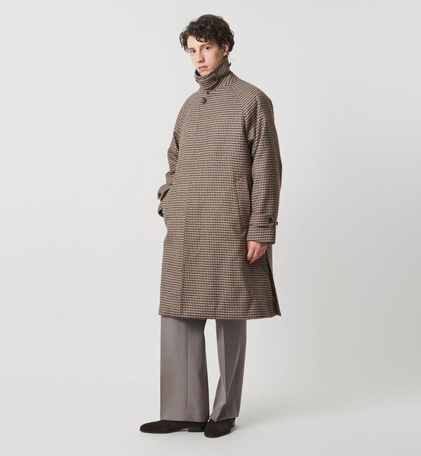 UNITED ARROWS「ウーステッドメルトン チェック バルマカーンコート」|ステンカラーコート|