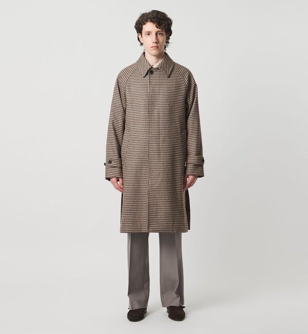 UNITED ARROWS「ウーステッドメルトン チェック バルマカーンコート」|ステンカラーコート|