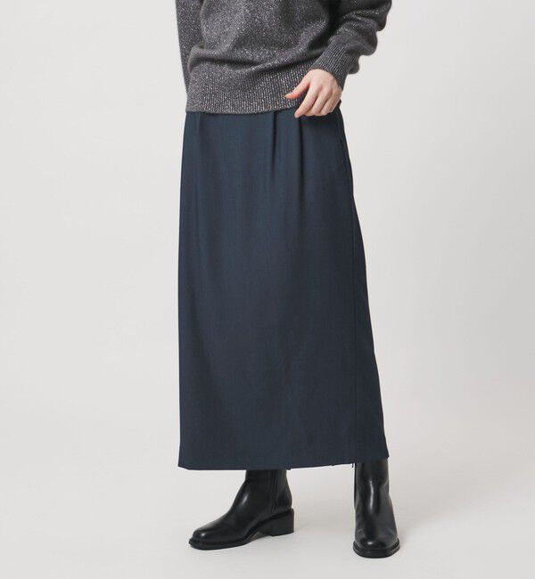 UNITED ARROWS「2タック デニムライク ロングスカート ‐ウォッシャブル‐」|スカート|