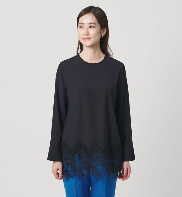 UNITED ARROWS「バックサテン レースコンビ ブラウス ‐ウォッシャブル‐」|シャツ・ブラウス|