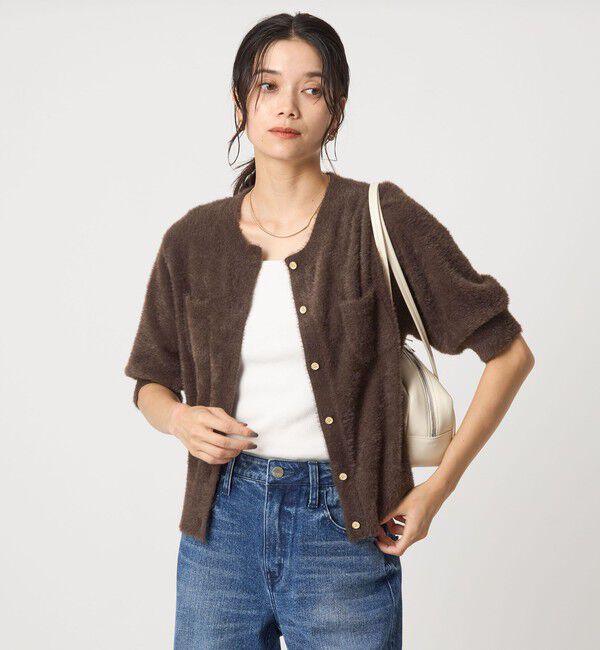 UNITED ARROWS green label relaxing「フラッフフェザー ショートスリーブ ニット カーディガン -ウォッシャブル-」|カーディガン|