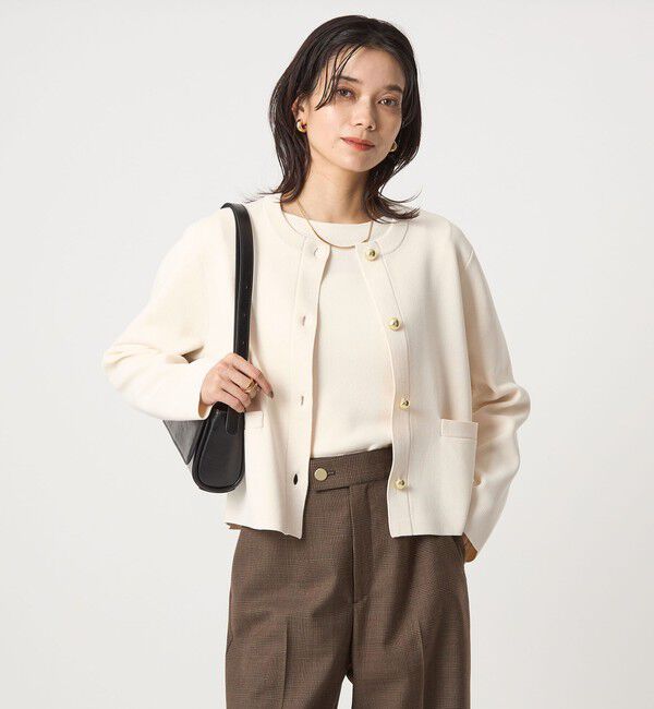 UNITED ARROWS green label relaxing「フォルム ゴールドカラーボタン ニット カーディガン ウォッシャブル」|カーディガン|