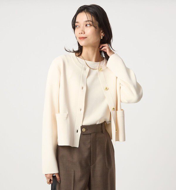 UNITED ARROWS green label relaxing「フォルム ゴールドカラーボタン ニット カーディガン ウォッシャブル」|カーディガン|