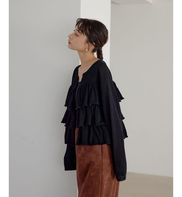 EMMEL REFINES「＜EMMEL REFINES＞EM HW ティアード フリル 2WAY ニット」|ニット・セーター|BLACK