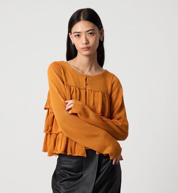 EMMEL REFINES「＜EMMEL REFINES＞EM HW ティアード フリル 2WAY ニット」|ニット・セーター|ORANGE