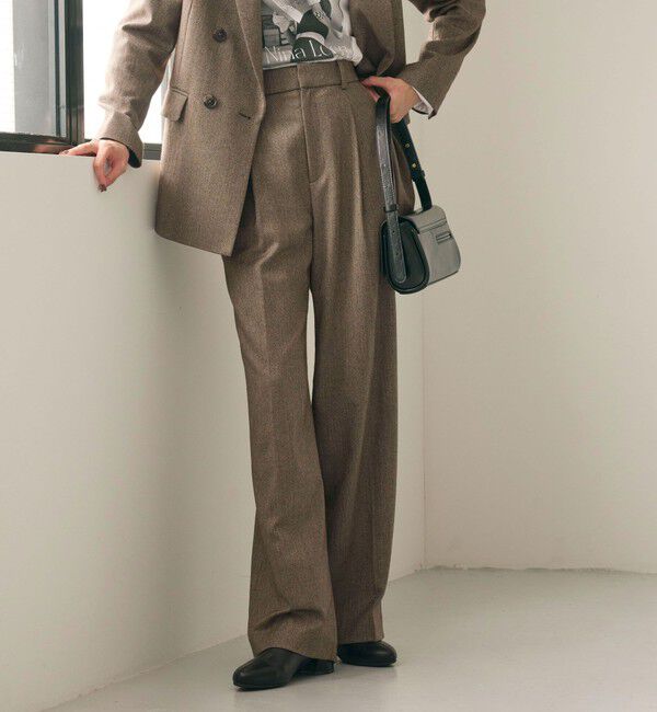 UNITED ARROWS green label relaxing「［size SHORT/TALLあり］ホームスパン ストレート パンツ ストレッチ」|スラックス|