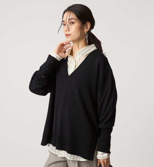 UNITED ARROWS green label relaxing「エブリニット Vネック ウォッシャブル」|ニット・セーター|BLACK