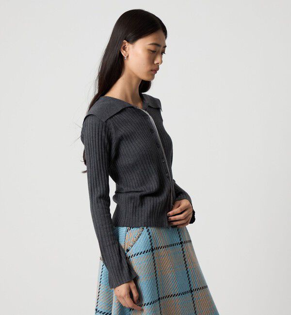 EMMEL REFINES「＜EMMEL REFINES＞EM レイヤーリブ ボタン ニット」|ニット・セーター|