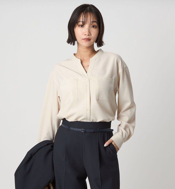 UNITED ARROWS green label relaxing「スキッパー ポケット ロングスリーブ シャツ マシンウォッシャブル」|シャツ・ブラウス|OFF WHITE