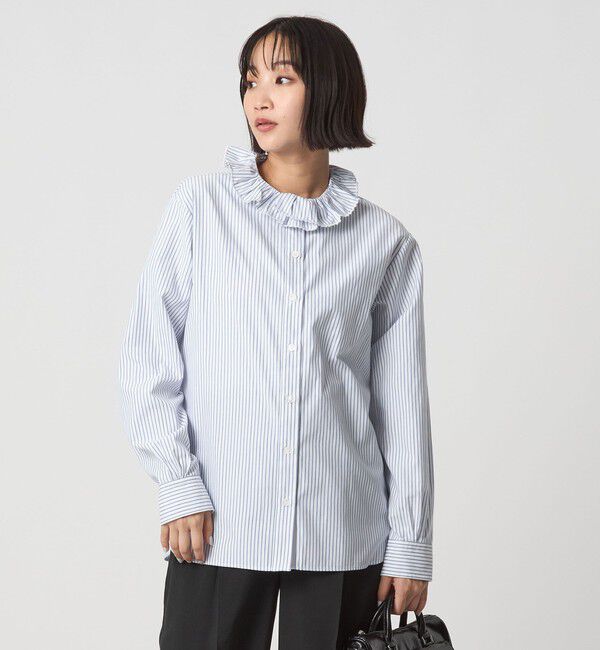 UNITED ARROWS green label relaxing「【別注】＜dahl'ia＞フリル エンブロイダリー ブラウス」|シャツ・ブラウス|LT.BLUE