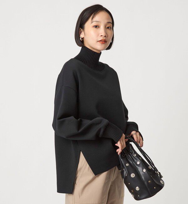 UNITED ARROWS green label relaxing「ダンボール リブ タートル プルオーバー」|Tシャツ・カットソー|BLACK