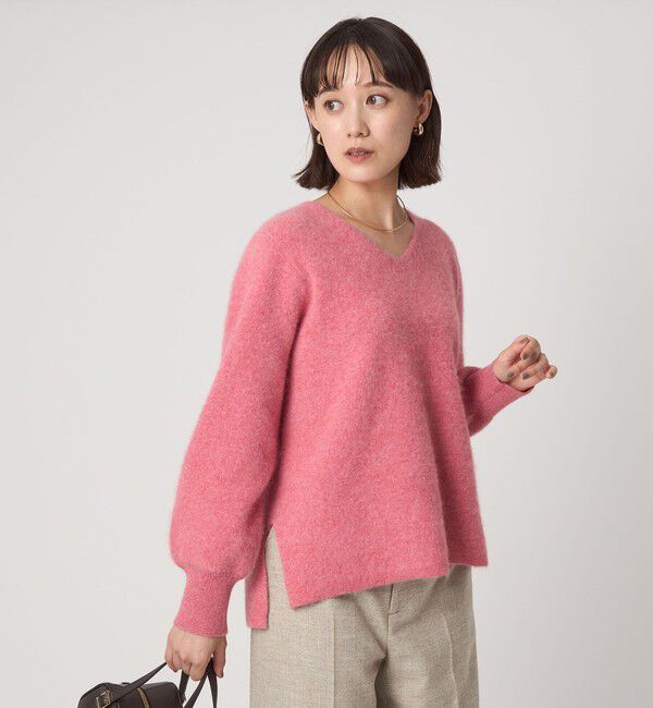 UNITED ARROWS green label relaxing「FOXブレンド フォルム Vネック ニット プルオーバー」|ニット・セーター|PINK