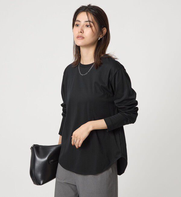 UNITED ARROWS green label relaxing「ラウンドヘム スムース ロングスリーブ プルオーバー」|Tシャツ・カットソー|BLACK