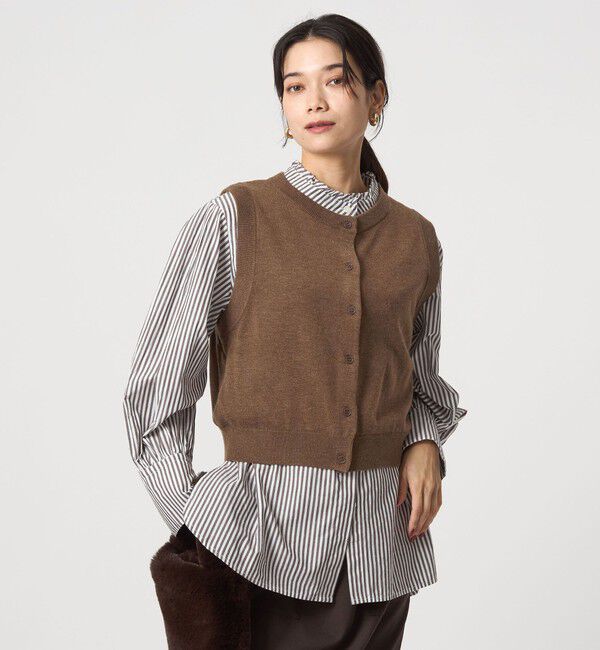 UNITED ARROWS green label relaxing「ニットベスト&times;フリルネック ブラウス」|シャツ・ブラウス|