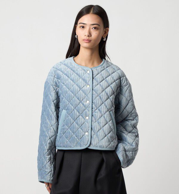 EMMEL REFINES「＜EMMEL REFINES＞EM ベロア キルト ブルゾン」|その他|LT.BLUE