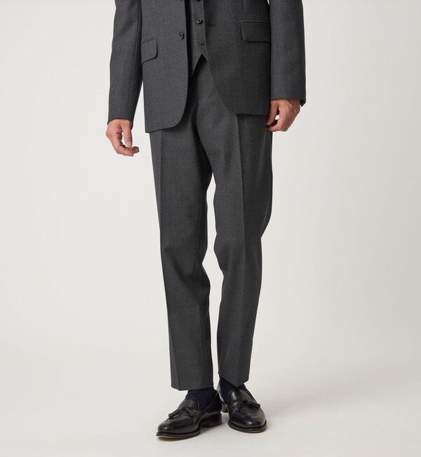 UNITED ARROWS green label relaxing「A+ TWPU バーズアイ スリム アジャスター スラックス -ウォッシャブル・ストレッチ-」|スラックス|DK.GRAY