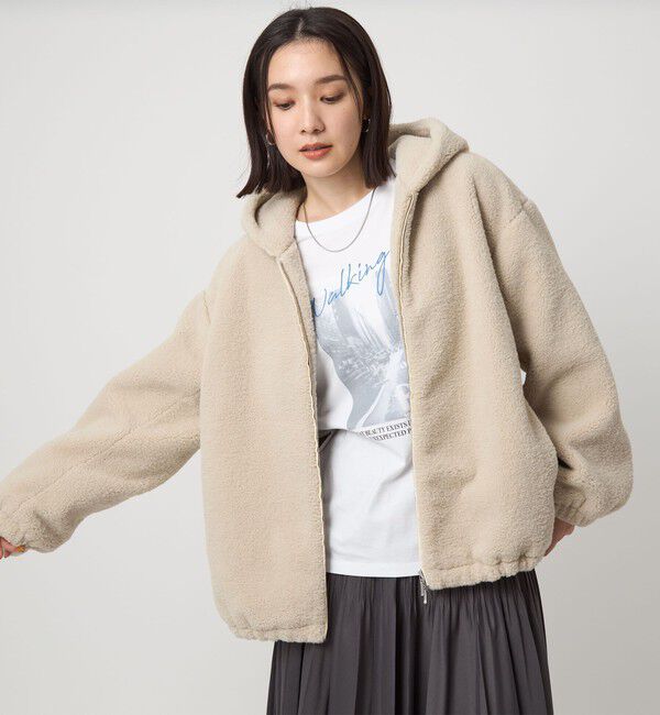 UNITED ARROWS green label relaxing「【WEB限定】＜at ease＞フェイクシープファー フード ブルゾン」|ブルゾン・スタジャン|