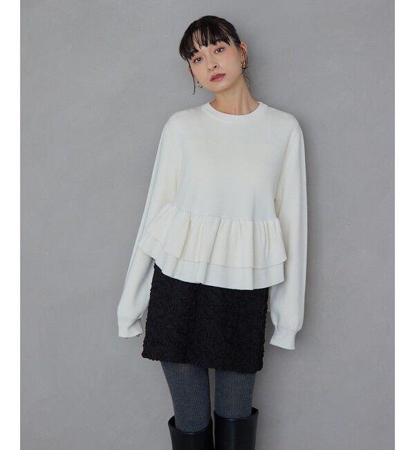 EMMEL REFINES「＜EMMEL REFINES＞EM スソダブルフリル ニットプルオーバー」|ニット・セーター|