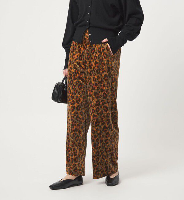 UNITED ARROWS green label relaxing「ベロア レオパード ワイド パンツ」|チノ|