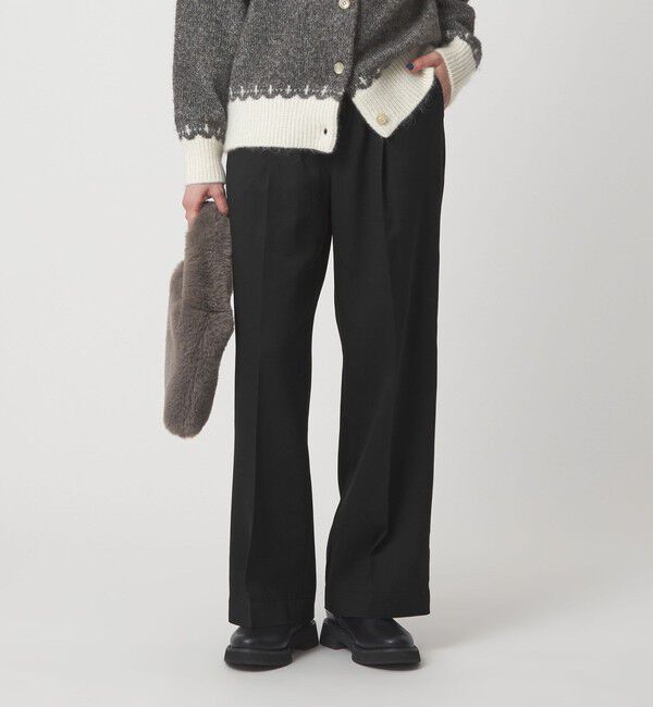 UNITED ARROWS green label relaxing「フィブリル ワイド パンツ」|スラックス|BLACK