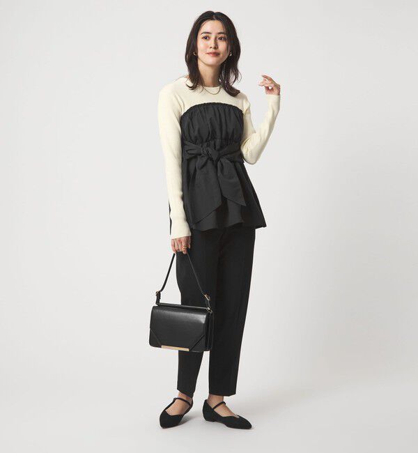 UNITED ARROWS green label relaxing「タフタ ドッキング リボン プルオーバー ニット ウォッシャブル」|ニット・セーター|