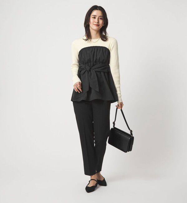 UNITED ARROWS green label relaxing「タフタ ドッキング リボン プルオーバー ニット ウォッシャブル」|ニット・セーター|