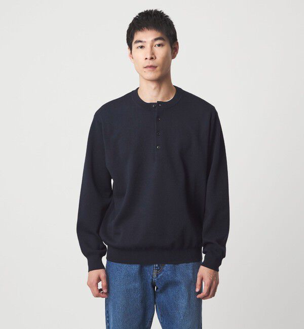 UNITED ARROWS green label relaxing「ダブルフェイス ヘンリーネック ニット」|ニット・セーター|