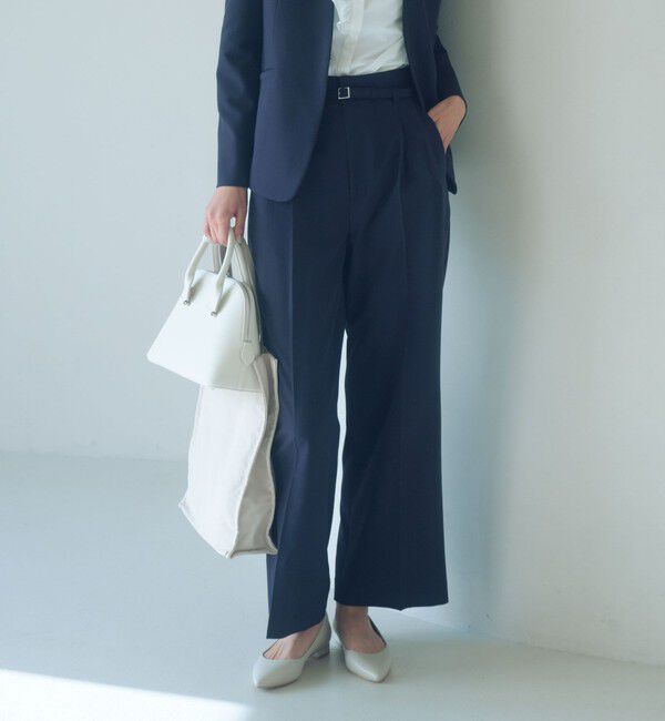 UNITED ARROWS green label relaxing「［size SHORT/TALLあり］パウドレ ワイド パンツ ウォッシャブル ストレッチ」|スラックス|NAVY