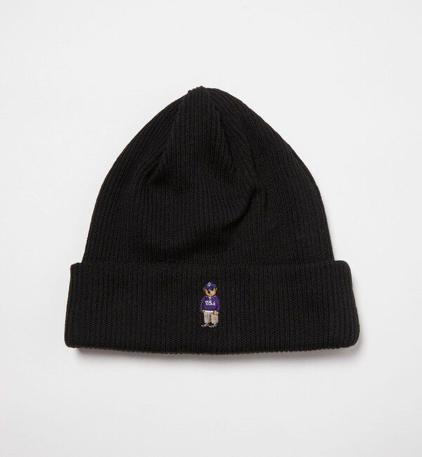 UNITED ARROWS green label relaxing「【別注】＜ROSTER BEAR&times;INFIELDER DESIGN＞ニットキャップ」|ニット帽|BLACK